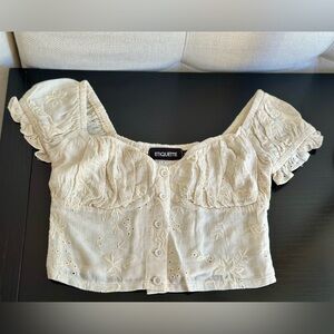 Etiquette Cream Eyelet Crop Top, NWOT